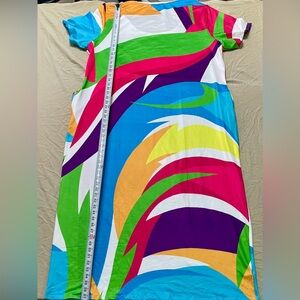 XPLUSWEAR Multicolor Abstract Long Shift Dress Stretch Plus Size 4XL